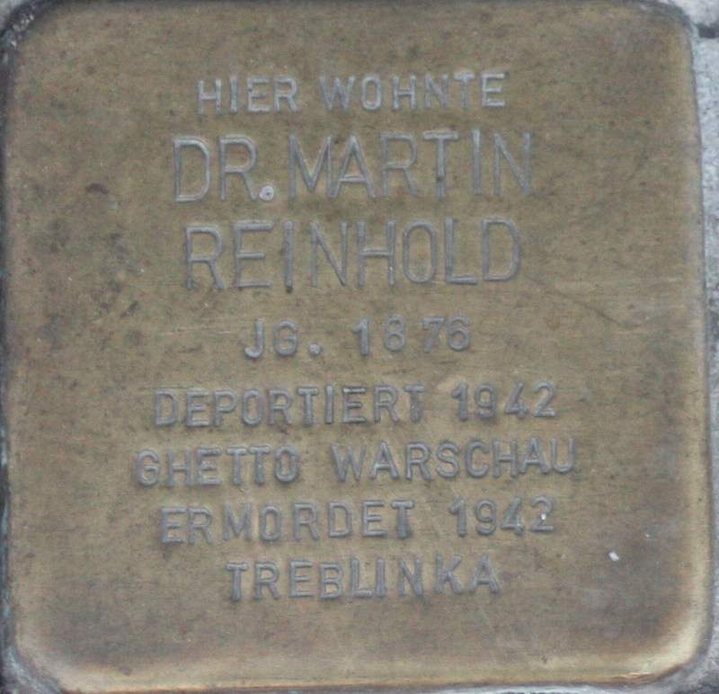 Stolperstein für Dr. Martin Reinhold (Archiv Chronik)