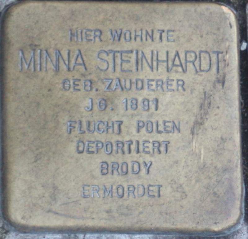 Stolperstein für Minna Steinhardt (Archiv Chronik)
