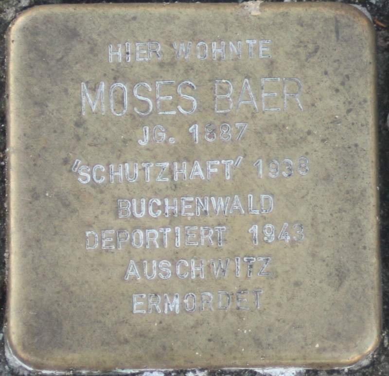 Stolperstein für Moses Baer (Archiv Chronik)