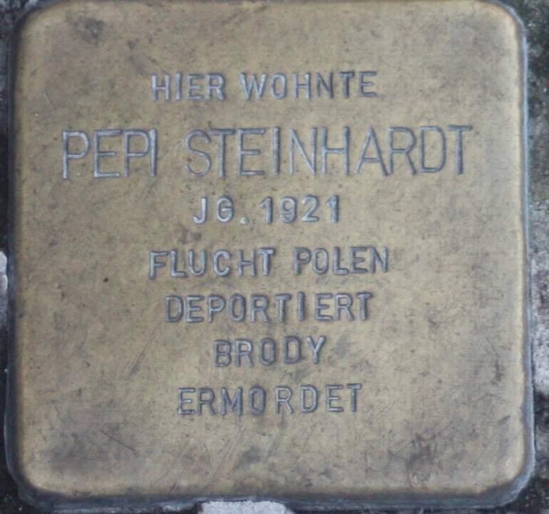 Stolperstein für Pepi Steinhardt (Archiv Chronik)