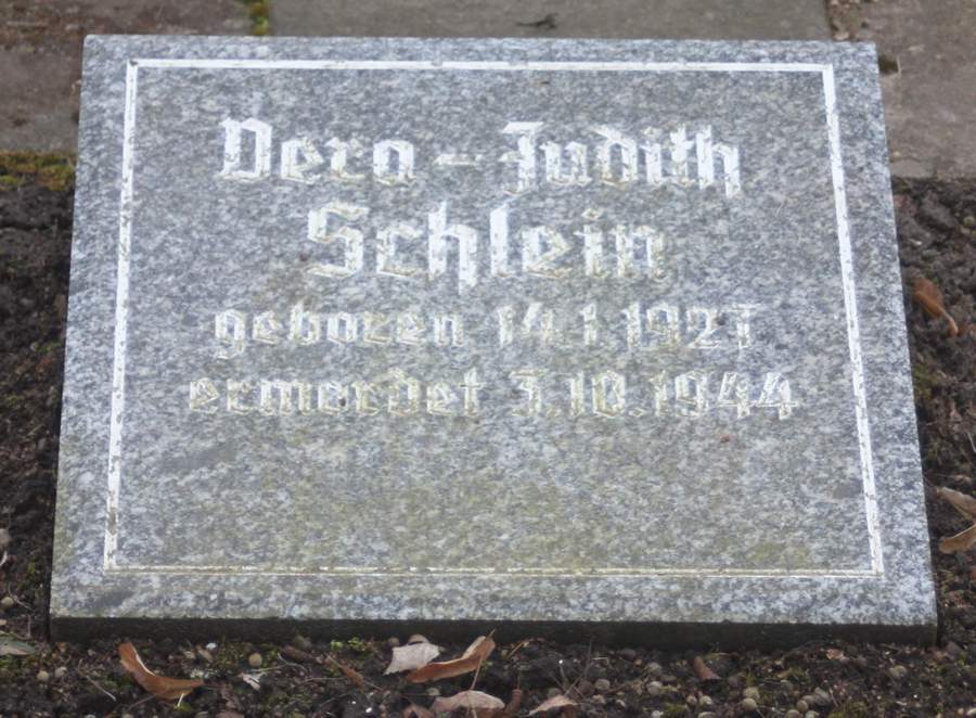 Grabplatte für Vera-Judith Schlein in der Gedenkstätte für die Opfer des Faschismus auf dem Westfriedhof (Archiv Chronik)