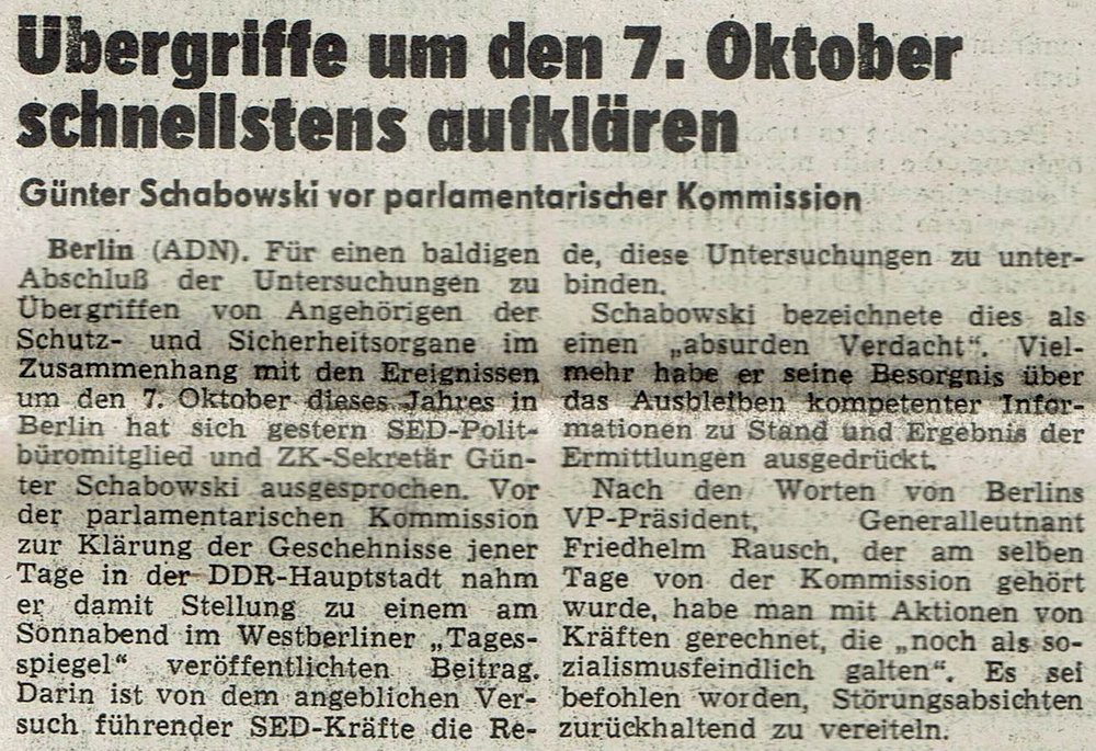 Freie Presse vom 16.November 1989