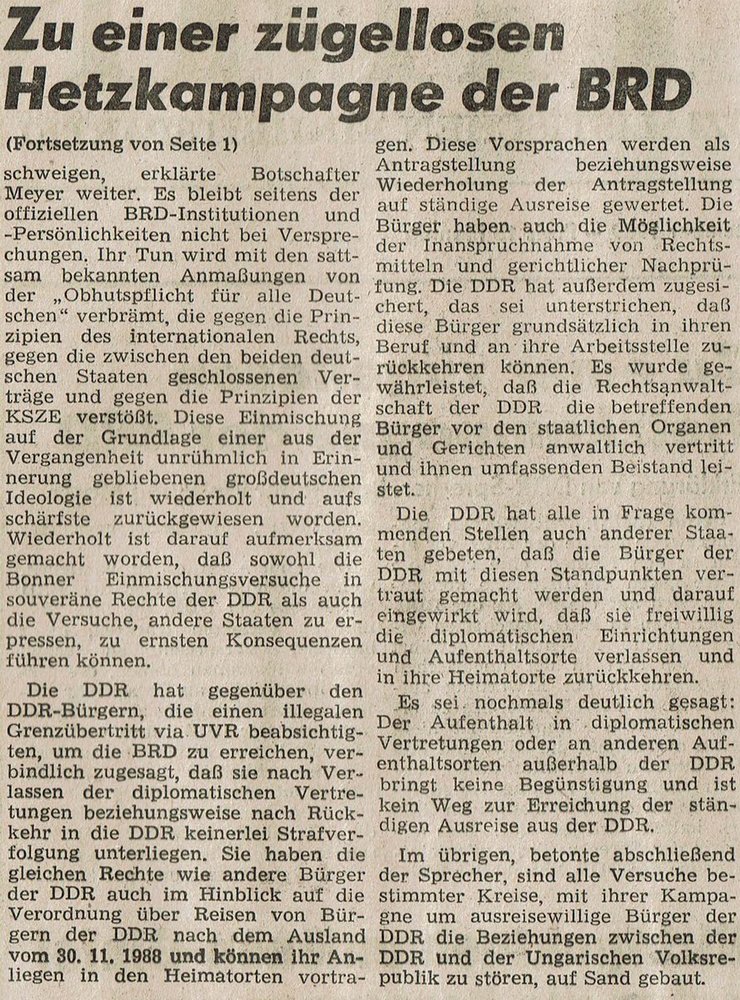 Volksstimme vom 05.September 1989