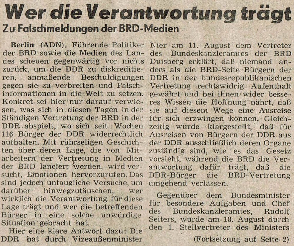 Volksstimme vom 07.September 1989