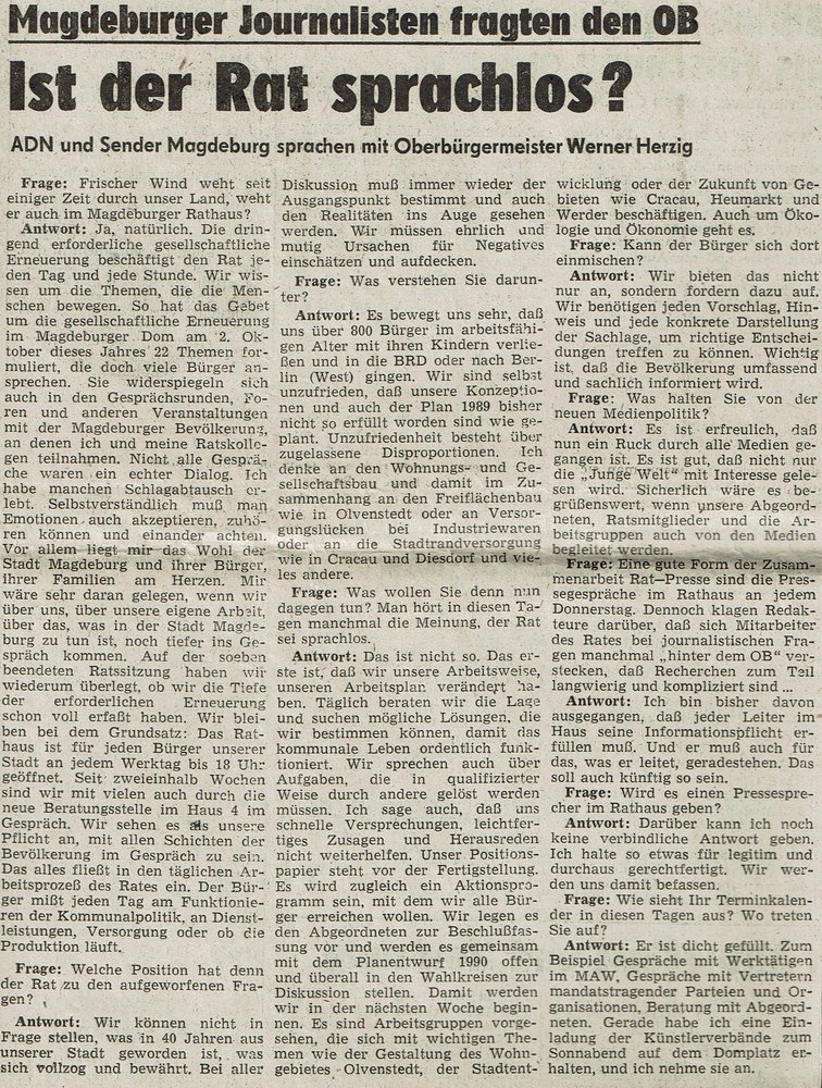 Volksstimme vom 03.November 1989