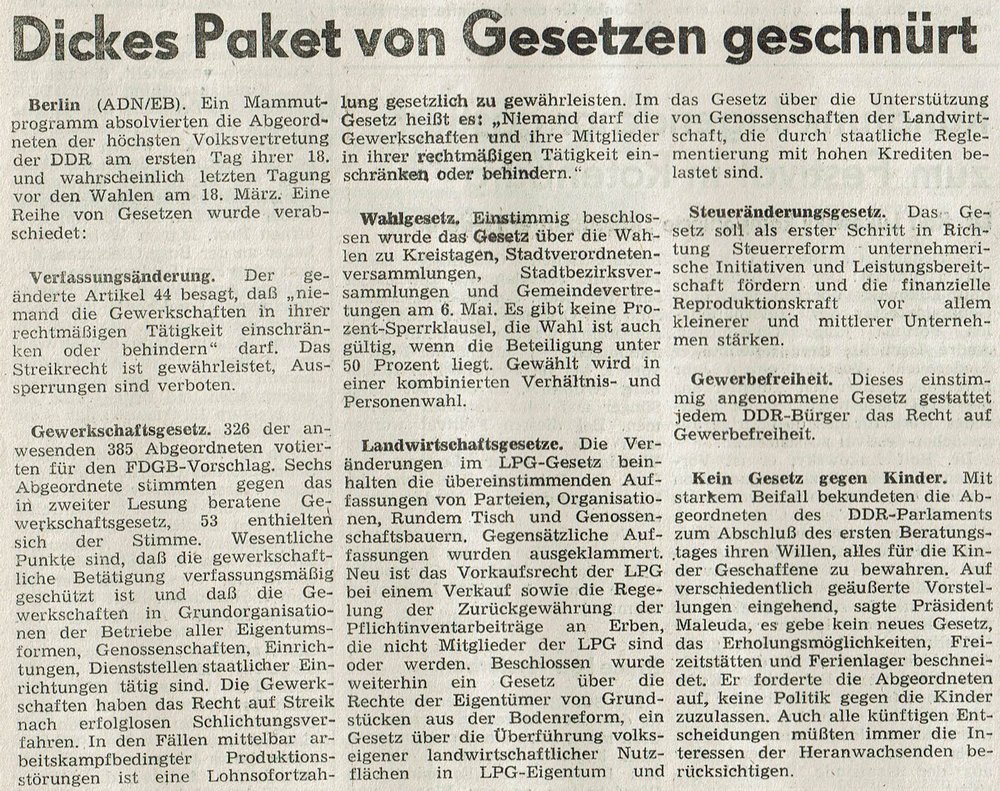 Volksstimme vom 07.März 1990